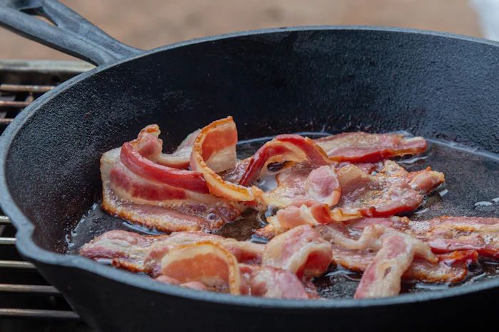 Slices of pan-fried pork belly